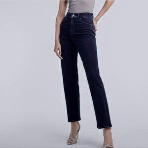Express Super High Waisted Dark Wash Straight Jeans 00